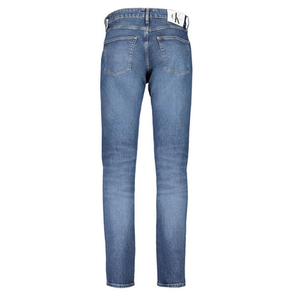 Jeans by Calvin Klein for men in cotton blue features a polished silhouette with a polished , reaching a polished long and finished with a polished .