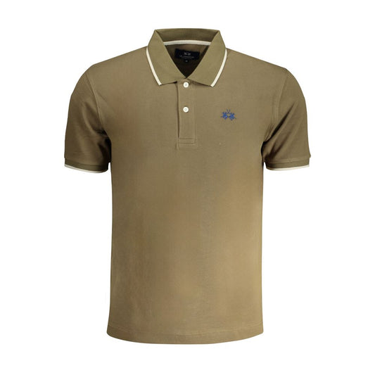 Polo Shirt by La Martina for men in stretch cotton green, white & signature presents a sleek silhouette, featuring a refined and for a sleek finish.