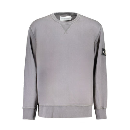 Sweatshirt by Calvin Klein for men in cotton brown, gray & signature presents a smart casual silhouette, featuring a smart casual crew neckline and for a sophisticated look.