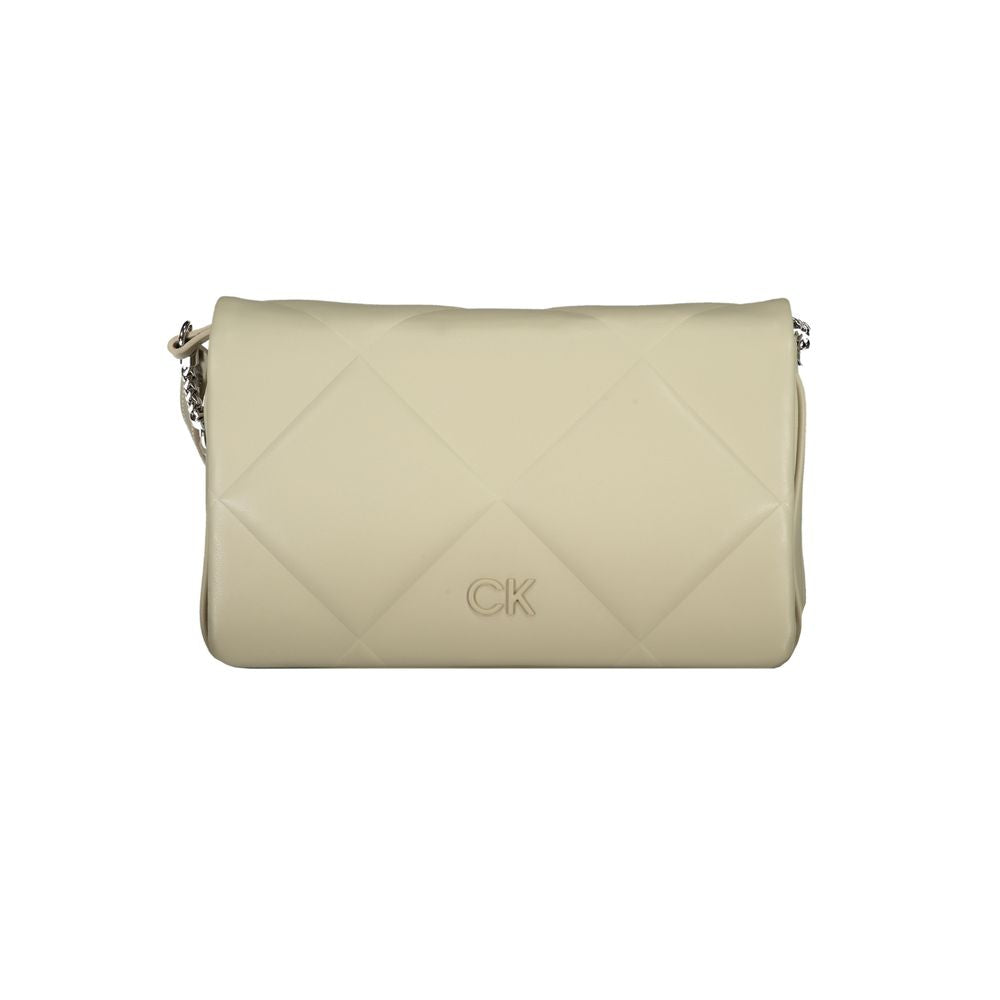 Crossbody Quilted Convertible Handbag by Calvin Klein for women in polyester faux leather beige features an exquisite silhouette, showcasing a secure snap, ample built-in-compartments & cardholder, and exquisite crossbody-strap & adjustable-strap for a sophisticated finish.