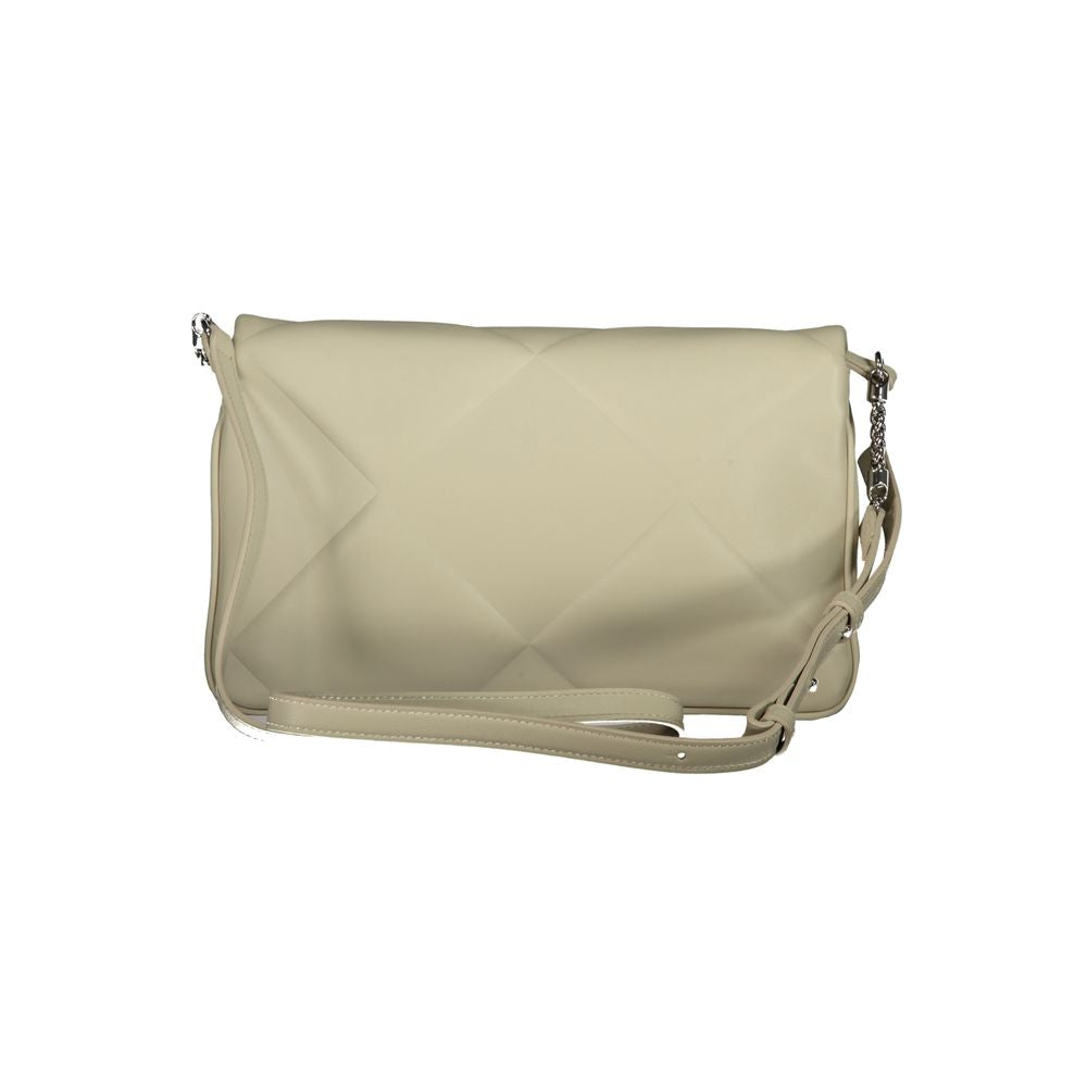 Crossbody Quilted Convertible Handbag by Calvin Klein for women in polyester faux leather beige features a polished silhouette with a secure snap, ample built-in-compartments & cardholder, and polished crossbody-strap & adjustable-strap for a sophisticated look.
