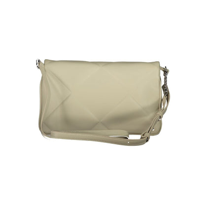 Crossbody Quilted Convertible Handbag by Calvin Klein for women in polyester faux leather beige features a polished silhouette with a secure snap, ample built-in-compartments & cardholder, and polished crossbody-strap & adjustable-strap for a sophisticated look.