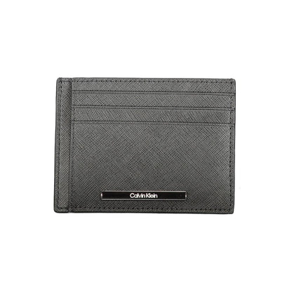 Cardholder Wallet by Calvin Klein for men in leather cotton polyester polyurethane beige & black presents a streamlined silhouette, showcasing the sophisticated design of the Leather Cotton Polyester Polyurethane Cardholder Wallet collection with functional card-organization.