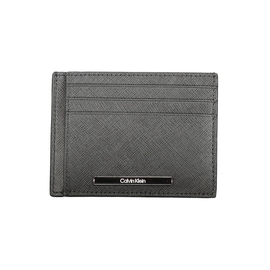 Cardholder Wallet by Calvin Klein for men in leather cotton polyester polyurethane beige & black presents a streamlined silhouette, showcasing the sophisticated design of the Leather Cotton Polyester Polyurethane Cardholder Wallet collection with functional card-organization.
