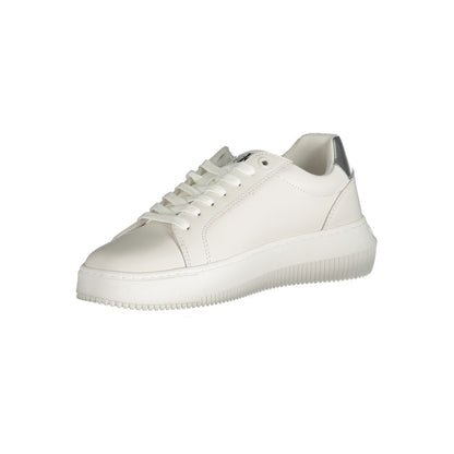 Athletic Sneakers by Calvin Klein for women in polyester polyurethane leather white & print features an stately silhouette, showcasing the signature athletic style of the Women's Athletic Polyester Polyurethane Leather Sneakers collection with a truly stately finish.