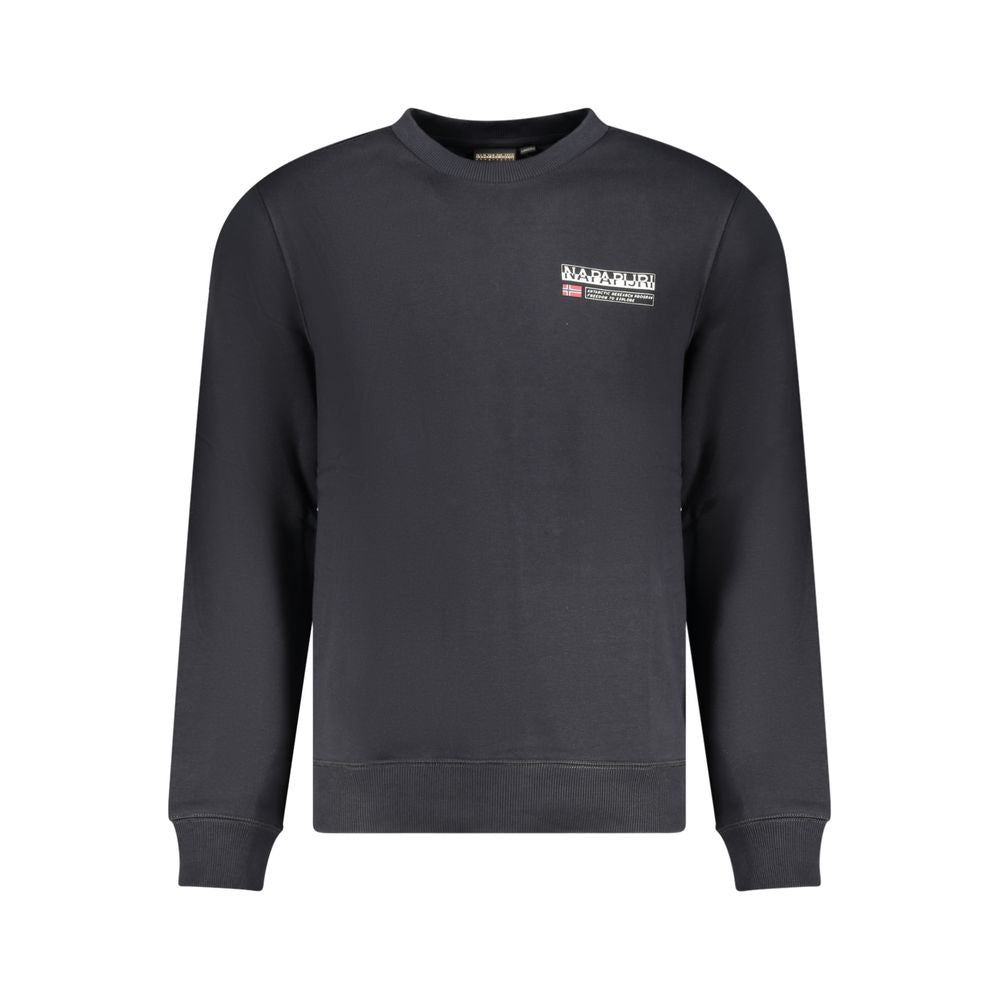 Sweatshirt by Napapijri for men in cotton polyester black & print presents a smart casual silhouette, featuring a smart casual crew neckline and long-sleeve for a sophisticated look.