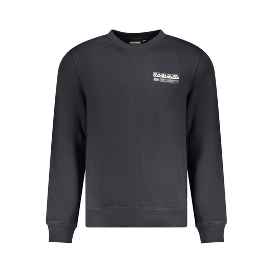 Sweatshirt by Napapijri for men in cotton polyester black & print presents a smart casual silhouette, featuring a smart casual crew neckline and long-sleeve for a sophisticated look.