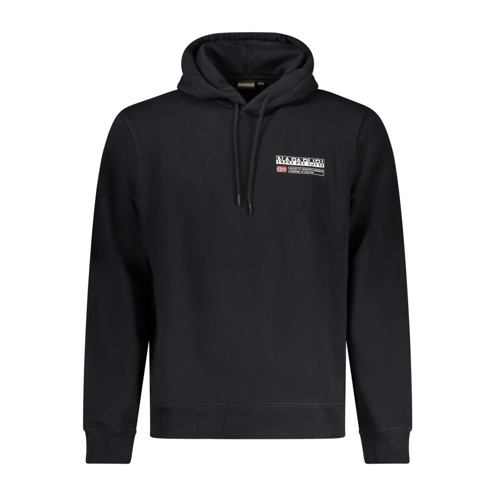 Hooded Sweatshirt Hoodie by Napapijri for men in cotton black & print features an luminous silhouette, showcasing a sophisticated hooded neckline and long-sleeve for a truly luminous look.