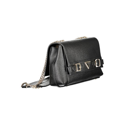 Handbag by Guess Jeans for women in polyethylene black features a signature silhouette, showcasing a secure snap and signature internal-pockets & cardholder with versatile handle for a sophisticated look.