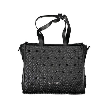 Handbag by Mario Valentino for women in polyester & polyethylene black presents a ornamental silhouette, showcasing a secure zipper, ample , and versatile adjustable-strap & handle for a ornamental finish.