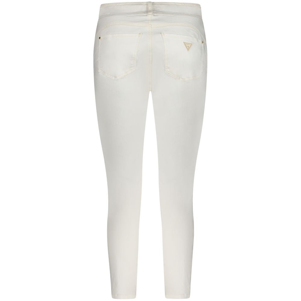 Jeans by Guess Jeans for women in stretch organic cotton denim white features an sartorial skinny and long with a cut for a sartorial finish.