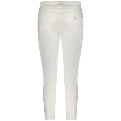 Jeans by Guess Jeans for women in stretch organic cotton denim white features an sartorial skinny and long with a cut for a sartorial finish.