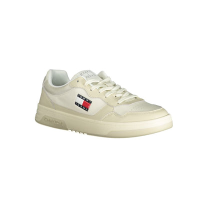 Athletic Sneakers by Tommy Hilfiger for men in polyester polyethylene leather beige & cream features an stately silhouette, showcasing the signature athletic style of the Crisp Men's Athletic Polyester Polyethylene Leather Sneakers collection with a truly stately finish.