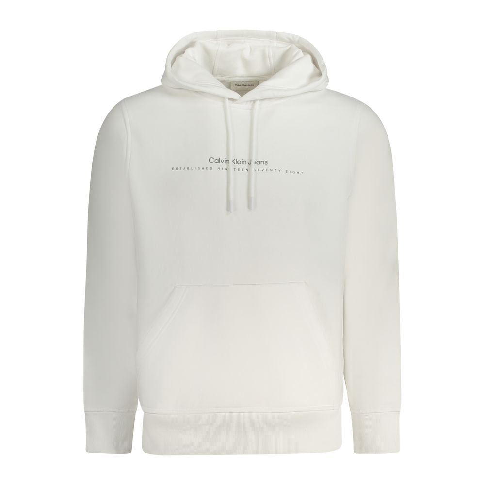 Hooded Sweatshirt Hoodie by Calvin Klein for men in cotton polyester white & print features a edgy silhouette, detailed with a edgy hooded neckline and for a refined finish.