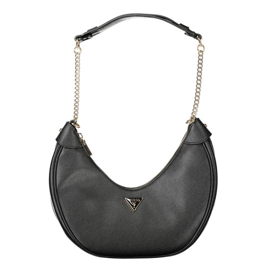 This Handbag by Guess Jeans for women in polyethylene and black presents a sculptural silhouette featuring a secure zipper, ample external-pockets & internal-pockets, and versatile handle for a sculptural finish.