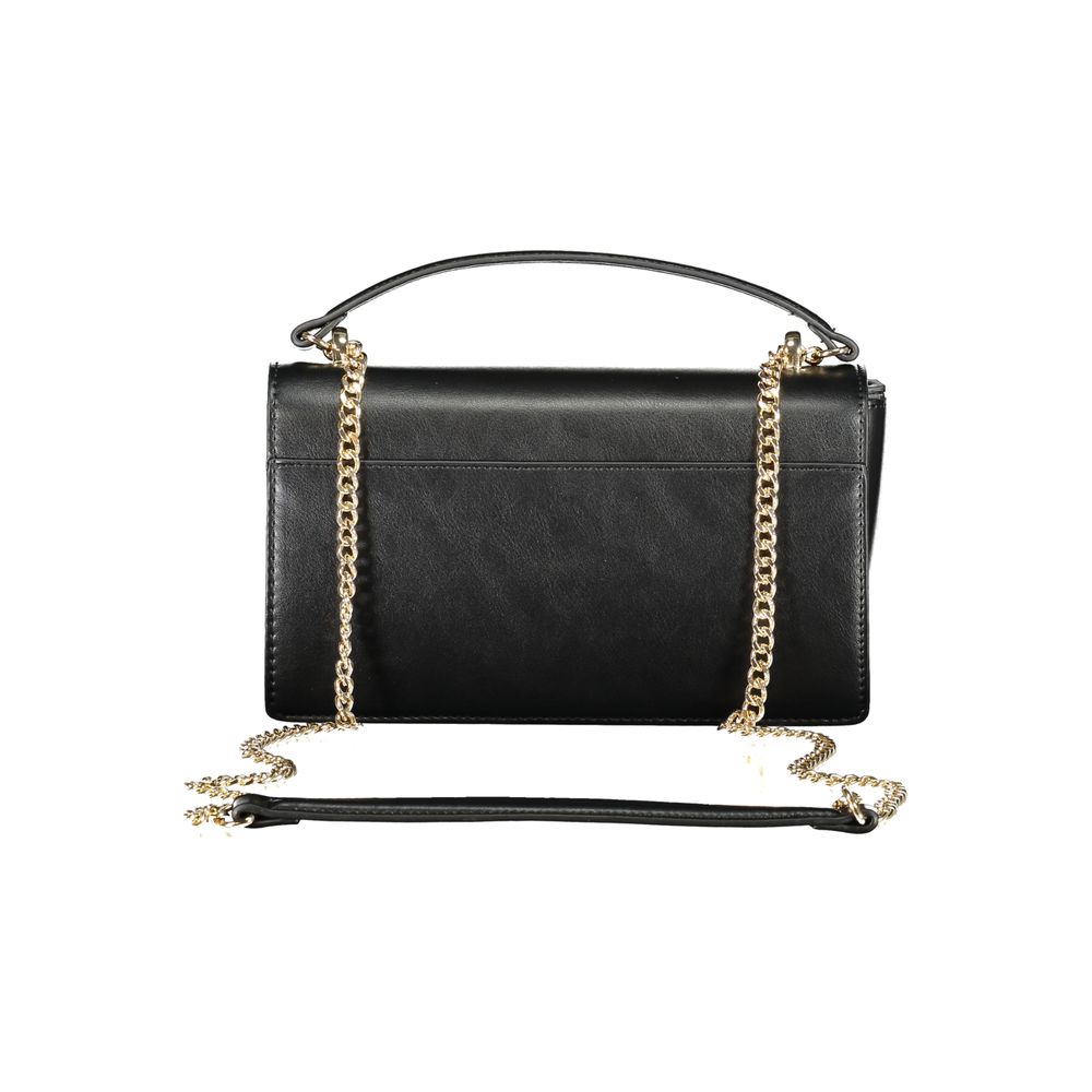 Compact Shoulder Handbag by Mario Valentino for women in polyethylene black features a ornamental silhouette, showcasing a secure snap & zipper, ample , and ornamental shoulder-strap for a sophisticated look.