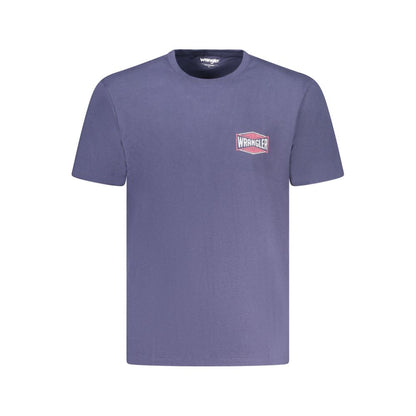 T-Shirt by Wrangler for men in cotton blue & print showcases a fashionable silhouette, elegantly detailed with a fashionable short-sleeve and crew neckline for a sophisticated, high-fashion look.