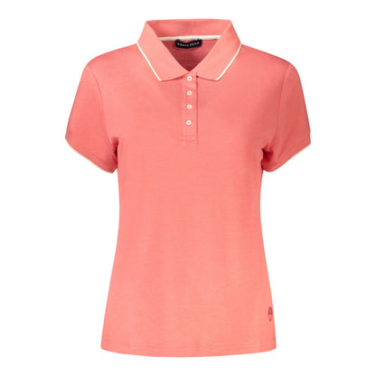 Polo Shirt by North Sails for women in modal & cotton pink & print showcases a sharp silhouette, detailed with a refined and sharp short-sleeve for a sophisticated finish.