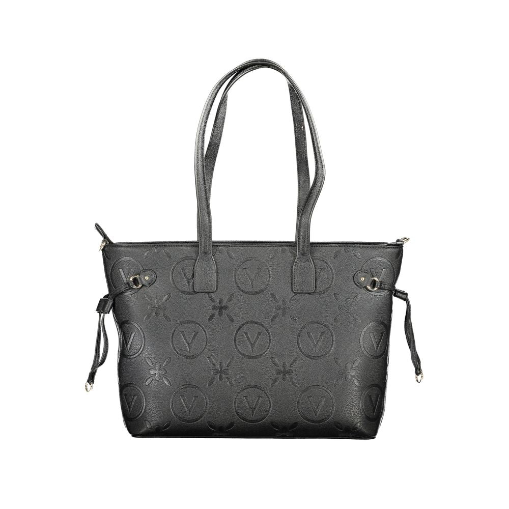 Handbag by Mario Valentino for women in polyethylene black features a signature silhouette, showcasing a secure zipper and signature internal-pockets with versatile adjustable-strap & handle for a sophisticated look.