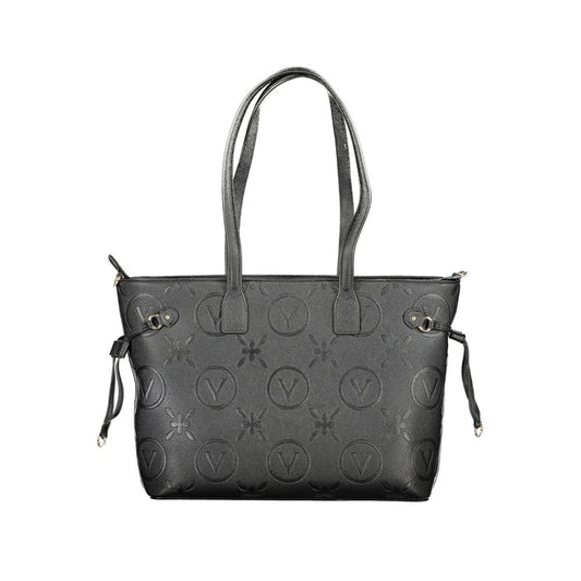 Handbag by Mario Valentino for women in polyethylene black features a signature silhouette, showcasing a secure zipper and signature internal-pockets with versatile adjustable-strap & handle for a sophisticated look.
