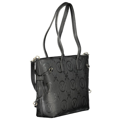 Handbag by Mario Valentino for women in polyethylene black features an refined silhouette, showcasing a secure zipper, ample internal-pockets, and versatile adjustable-strap & handle for a sophisticated refined aesthetic.