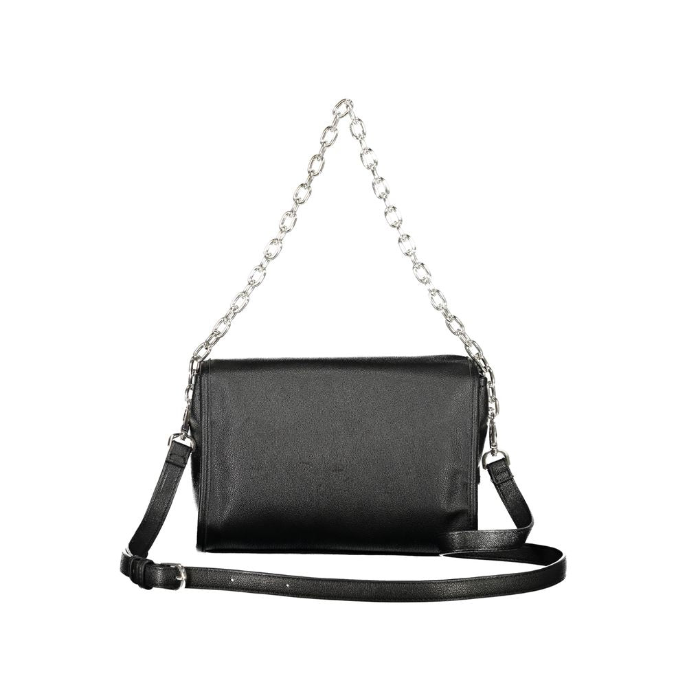 Handbag by Mario Valentino for women in polyethylene black & signature features a ornamental silhouette, showcasing a secure zipper, ample internal-pockets, and ornamental adjustable-strap & handle for a sophisticated look.