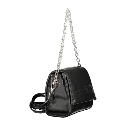 Handbag by Mario Valentino for women in polyethylene black & signature presents a ornamental silhouette, showcasing a secure zipper, ample internal-pockets, and versatile adjustable-strap & handle for a ornamental finish.