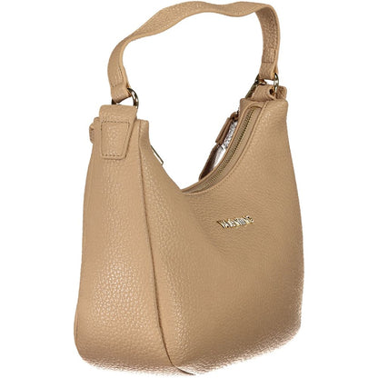 Shoulder Handbag by Mario Valentino for women in polyethylene beige features an refined silhouette, showcasing a secure zipper, ample internal-pockets, and versatile shoulder-strap, handle & adjustable-strap for a sophisticated refined aesthetic.