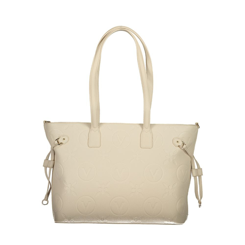 Handbag by Mario Valentino for women in polyethylene beige features a refined silhouette, showcasing a secure zipper, organized internal-pockets, and versatile adjustable-strap & handle for a refined finish.