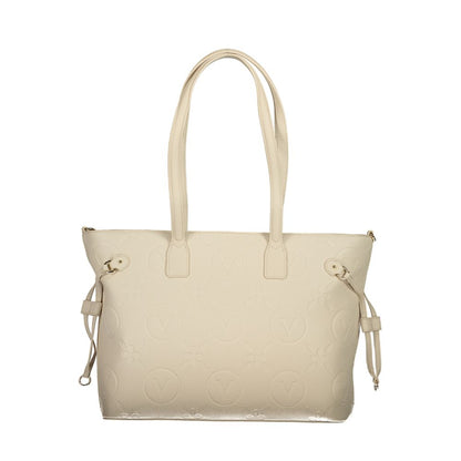 Handbag by Mario Valentino for women in polyethylene beige features a refined silhouette, showcasing a secure zipper, organized internal-pockets, and versatile adjustable-strap & handle for a refined finish.