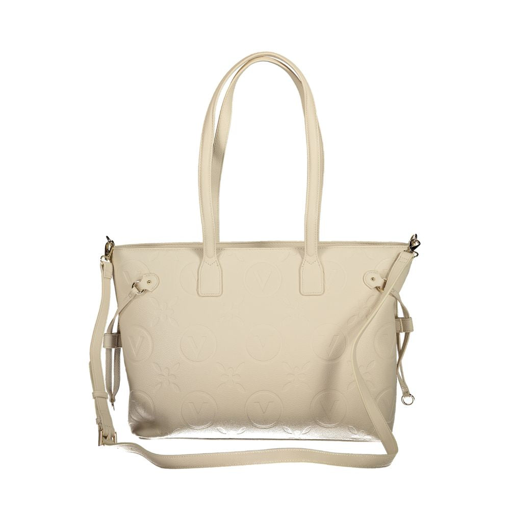 Handbag by Mario Valentino for women in polyethylene beige presents a ornamental silhouette, showcasing a secure zipper, ample internal-pockets, and versatile adjustable-strap & handle for a ornamental finish.