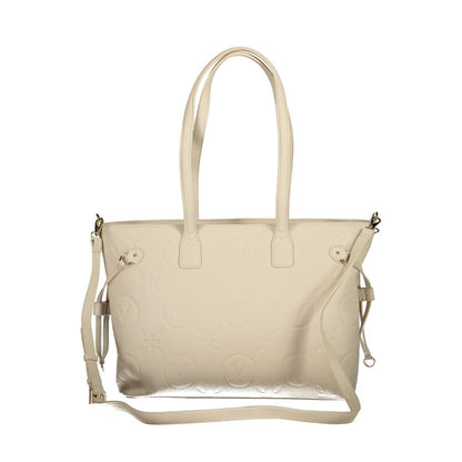 Handbag by Mario Valentino for women in polyethylene beige presents a ornamental silhouette, showcasing a secure zipper, ample internal-pockets, and versatile adjustable-strap & handle for a ornamental finish.