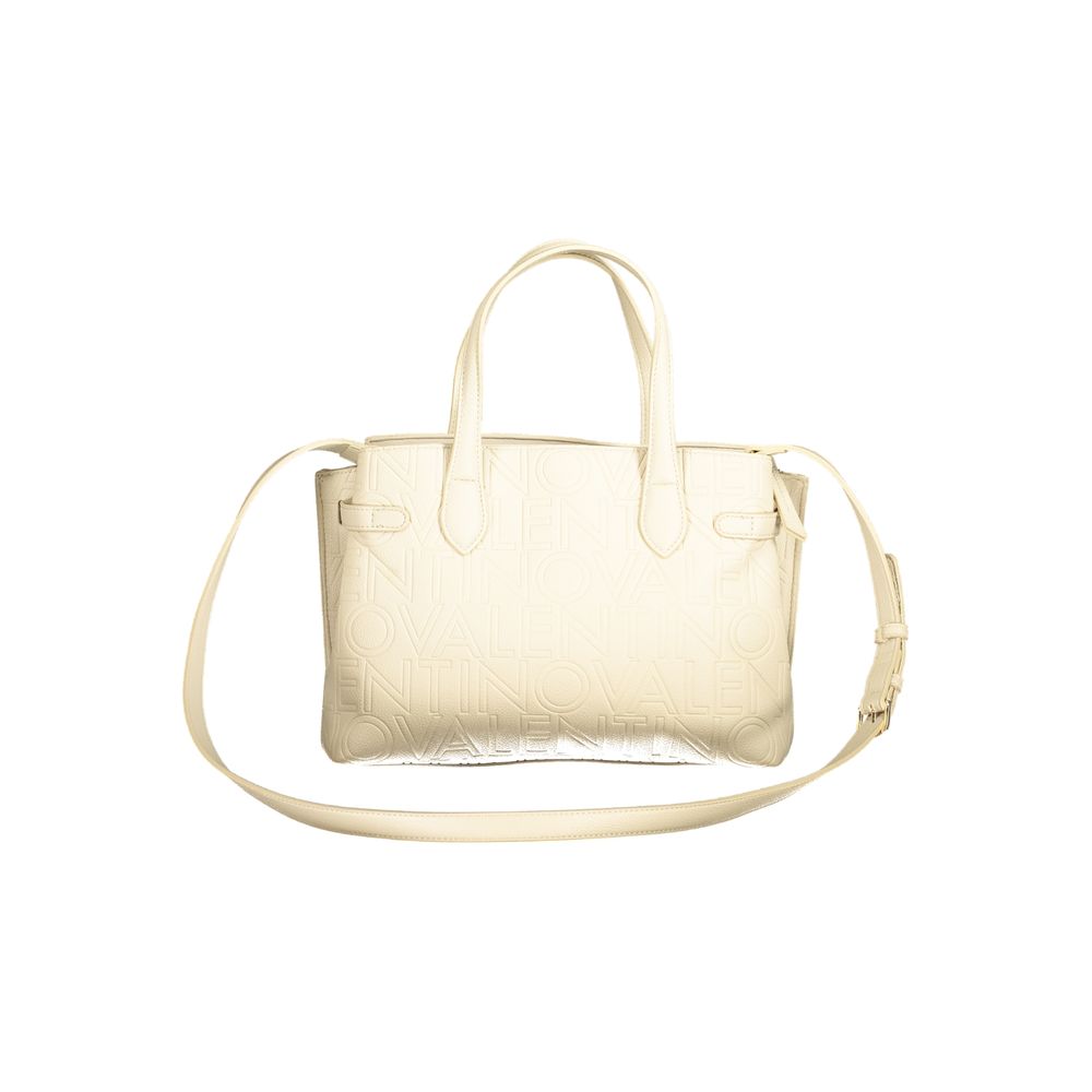 Handbag by Mario Valentino for women in polyethylene beige features an refined silhouette, showcasing a secure zipper & magnetic, ample built-in-compartments, and versatile handle & adjustable-strap for a sophisticated refined aesthetic.