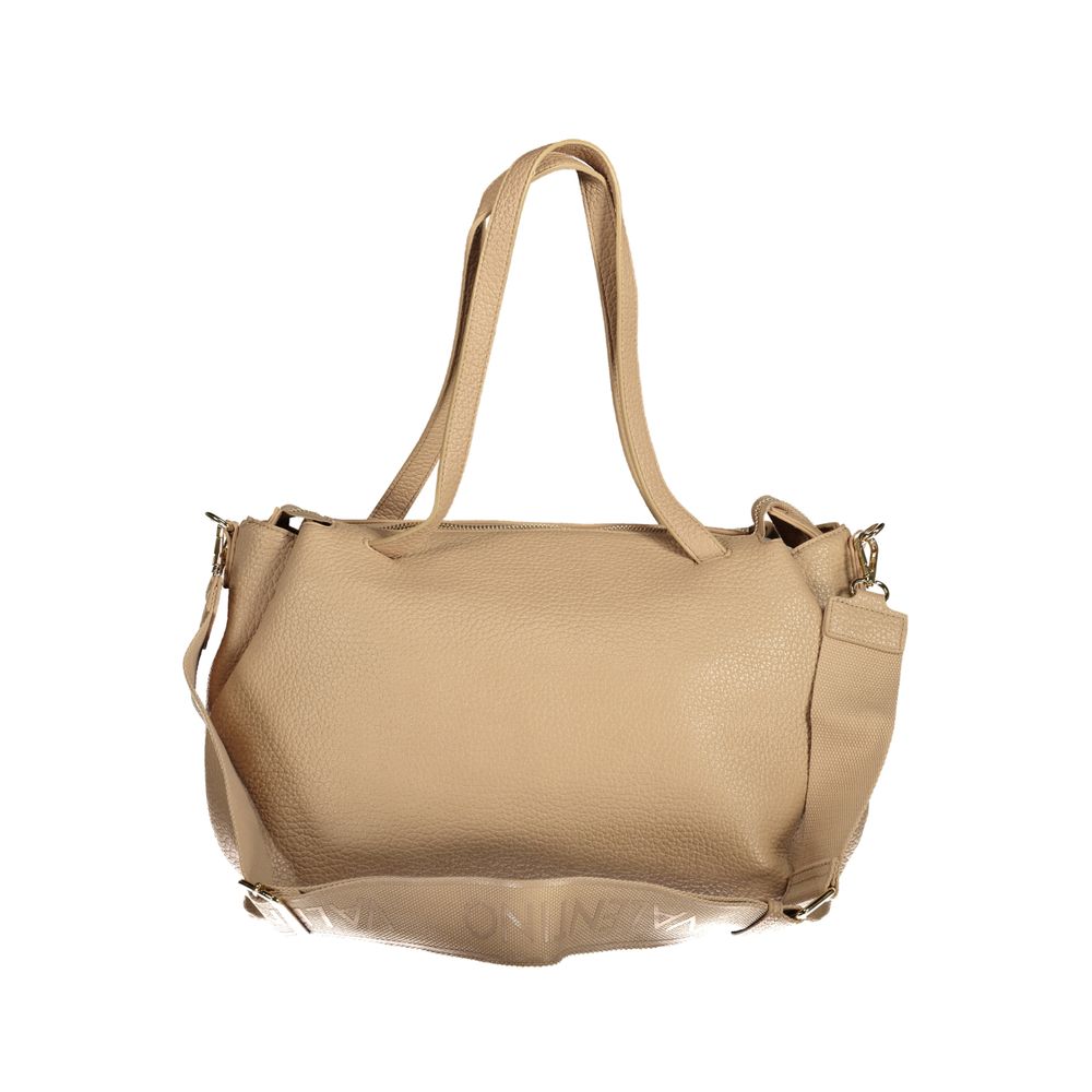 Handbag by Mario Valentino for women in polyethylene beige features a ornamental silhouette, showcasing a secure zipper, ample external-pockets & cardholder, and ornamental adjustable-strap, detachable-strap & handle for a sophisticated look.