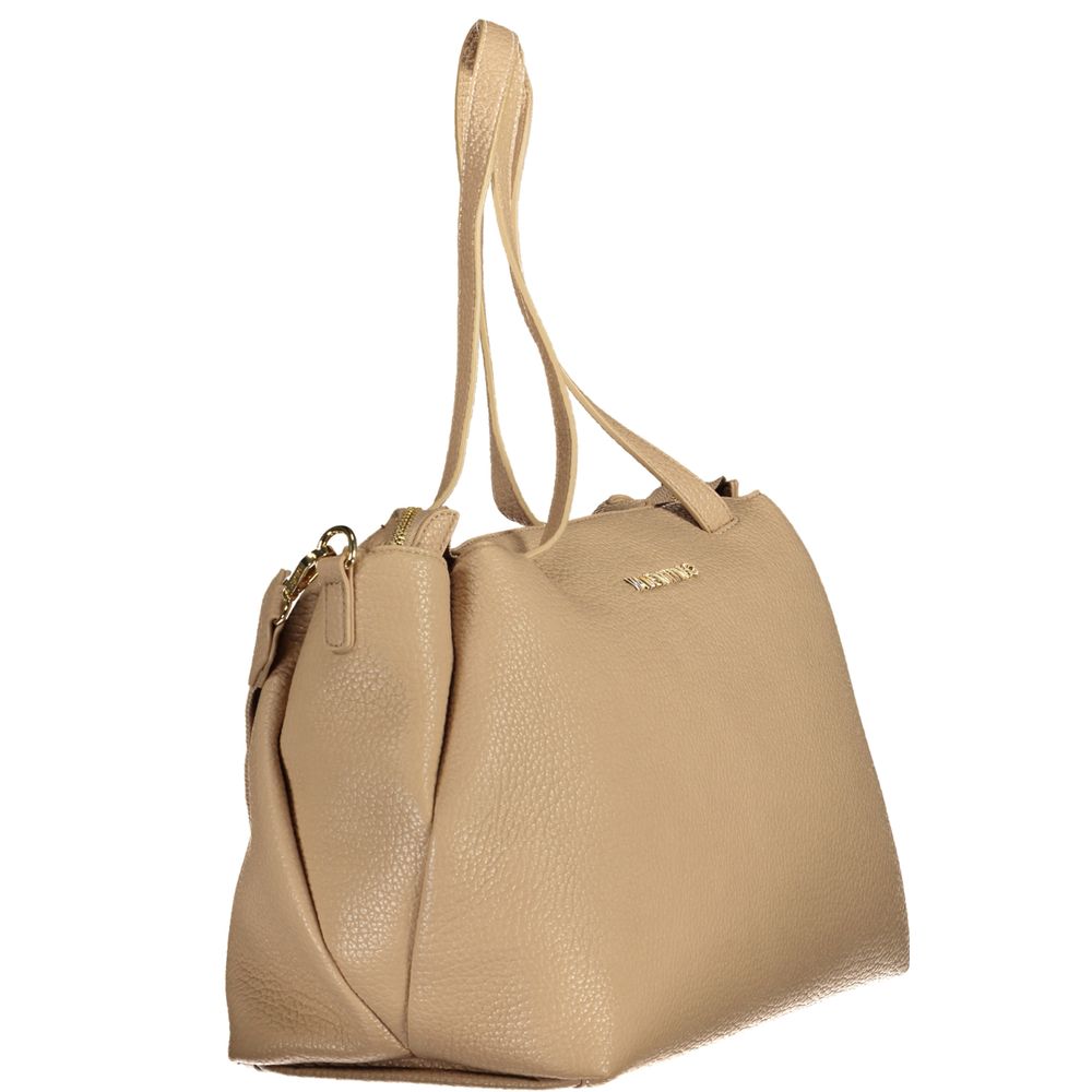 Handbag by Mario Valentino for women in polyethylene beige features a signature silhouette, showcasing a secure zipper and signature external-pockets & cardholder with versatile adjustable-strap, detachable-strap & handle for a sophisticated look.