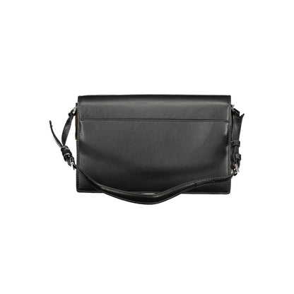 This Handbag by Calvin Klein for women in polyester polyethylene faux leather and black presents a sculptural silhouette featuring a secure zipper, ample built-in-compartments & cardholder, and versatile adjustable-strap & handle for a sculptural finish.