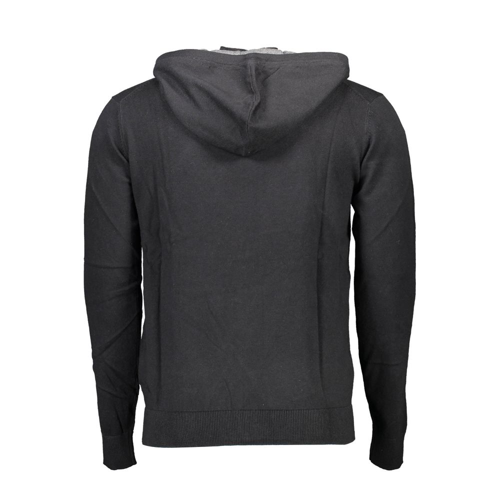 Hooded Cardigan by U.S. POLO ASSN. for men in cashmere cotton blend black features an crisp silhouette, showcasing a sophisticated and detail for a truly crisp finish.