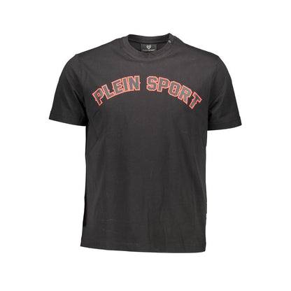 T-Shirt by Plein Sport for men in cotton black & print features an edgy silhouette, meticulously detailed with a sophisticated short-sleeve and crew neckline for a truly edgy finish.