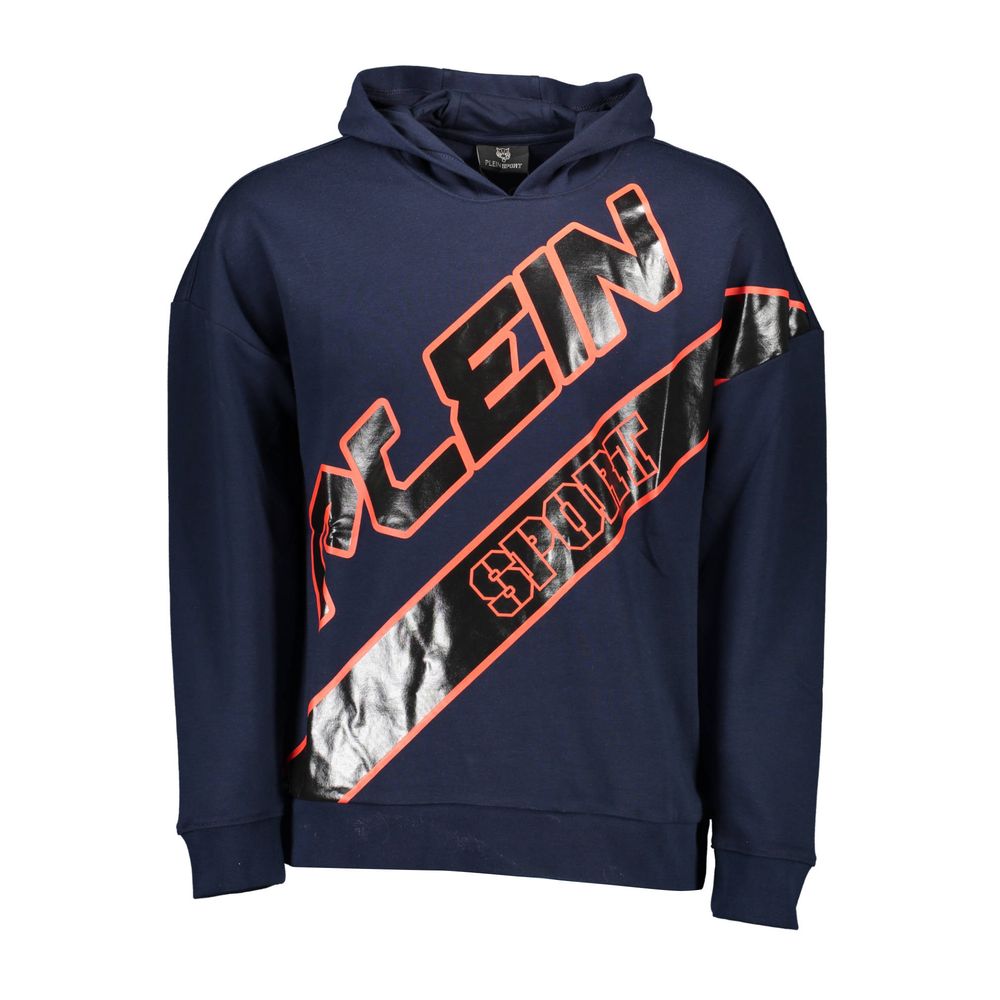 Hooded Sweatshirt Hoodie by Plein Sport for men in cotton polyester blue, signature & print features a edgy silhouette, detailed with a edgy hooded neckline and long-sleeve for a refined finish.
