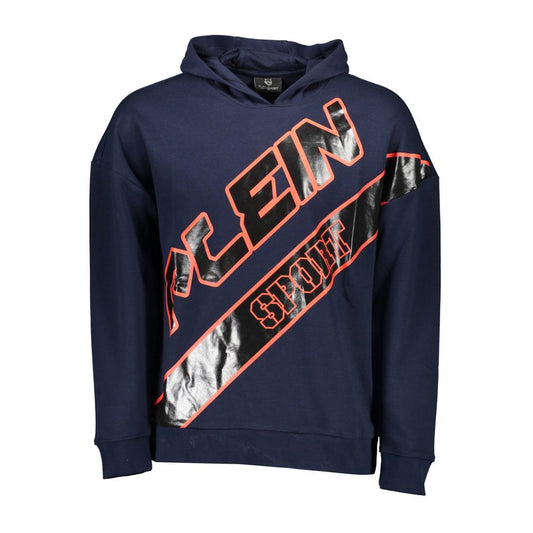 Hooded Sweatshirt Hoodie by Plein Sport for men in cotton polyester blue, signature & print features a edgy silhouette, detailed with a edgy hooded neckline and long-sleeve for a refined finish.
