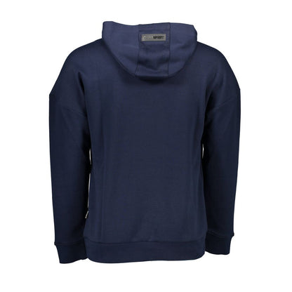 Hooded Sweatshirt Hoodie by Plein Sport for men in cotton polyester blue, signature & print features an dramatic silhouette, showcasing a sophisticated and dramatic for a refined, modern aesthetic.