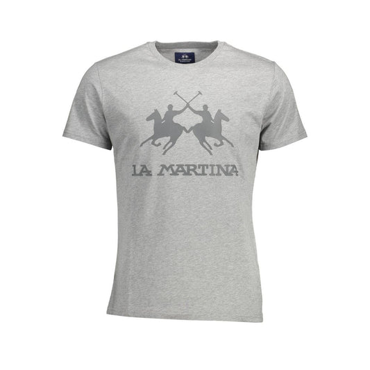 T-Shirt by La Martina for men in cotton brown, gray & print showcases a dramatic silhouette, elegantly detailed with a dramatic crew neckline and for a truly dramatic finish.