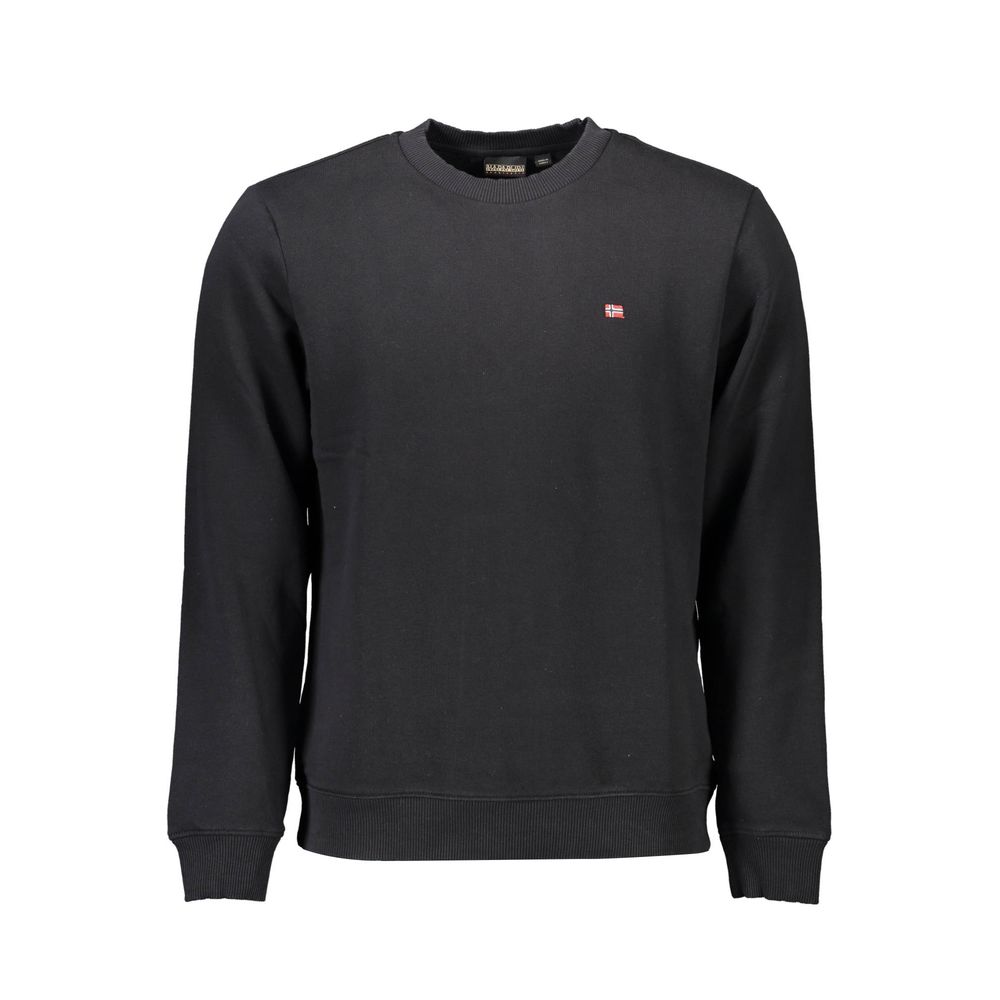 Sweatshirt by Napapijri for men in organic cotton & polyester black features an enviable silhouette, showcasing a premium and refined crew neckline for a truly enviable finish.