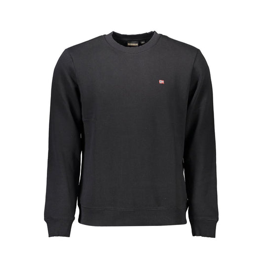 Sweatshirt by Napapijri for men in organic cotton & polyester black features an enviable silhouette, showcasing a premium and refined crew neckline for a truly enviable finish.