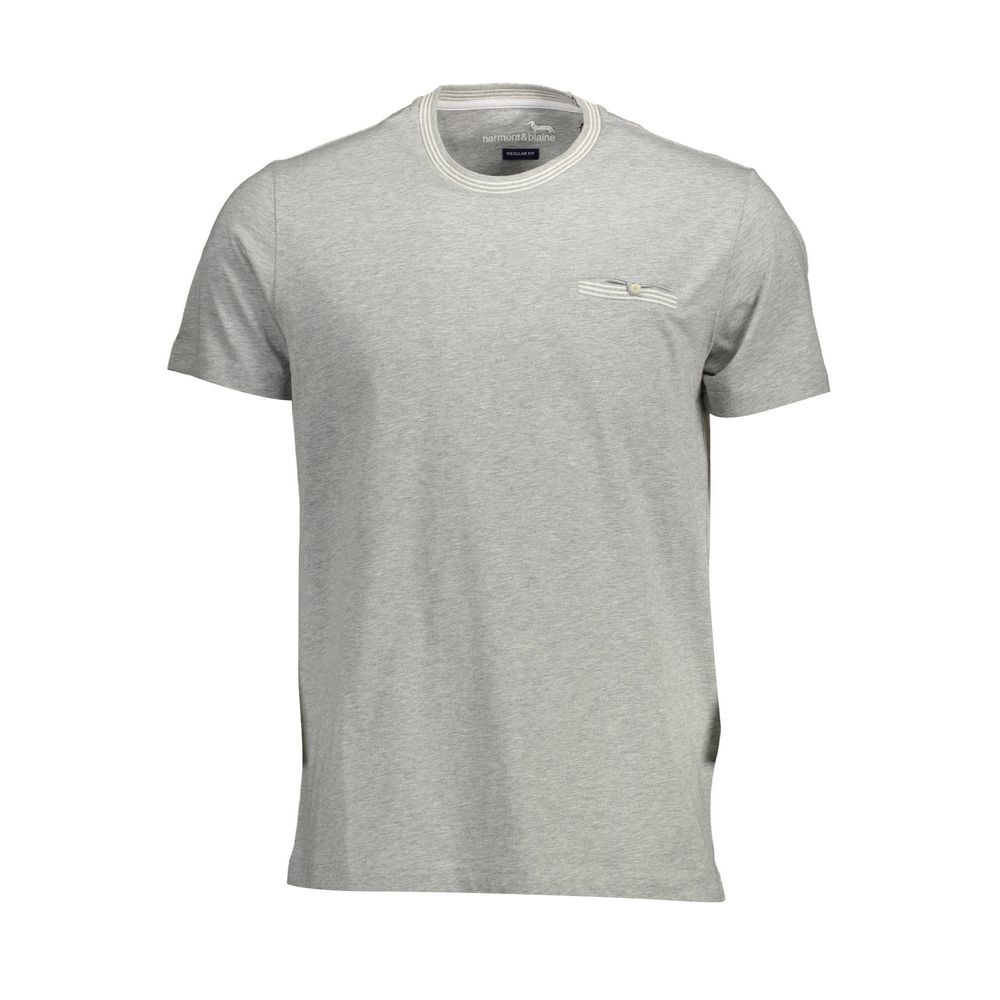 T-Shirt by Harmont & Blaine for men in cotton brown & gray features an on trend silhouette, perfectly showcasing a on trend short-sleeve and crew neckline for an elevated aesthetic.