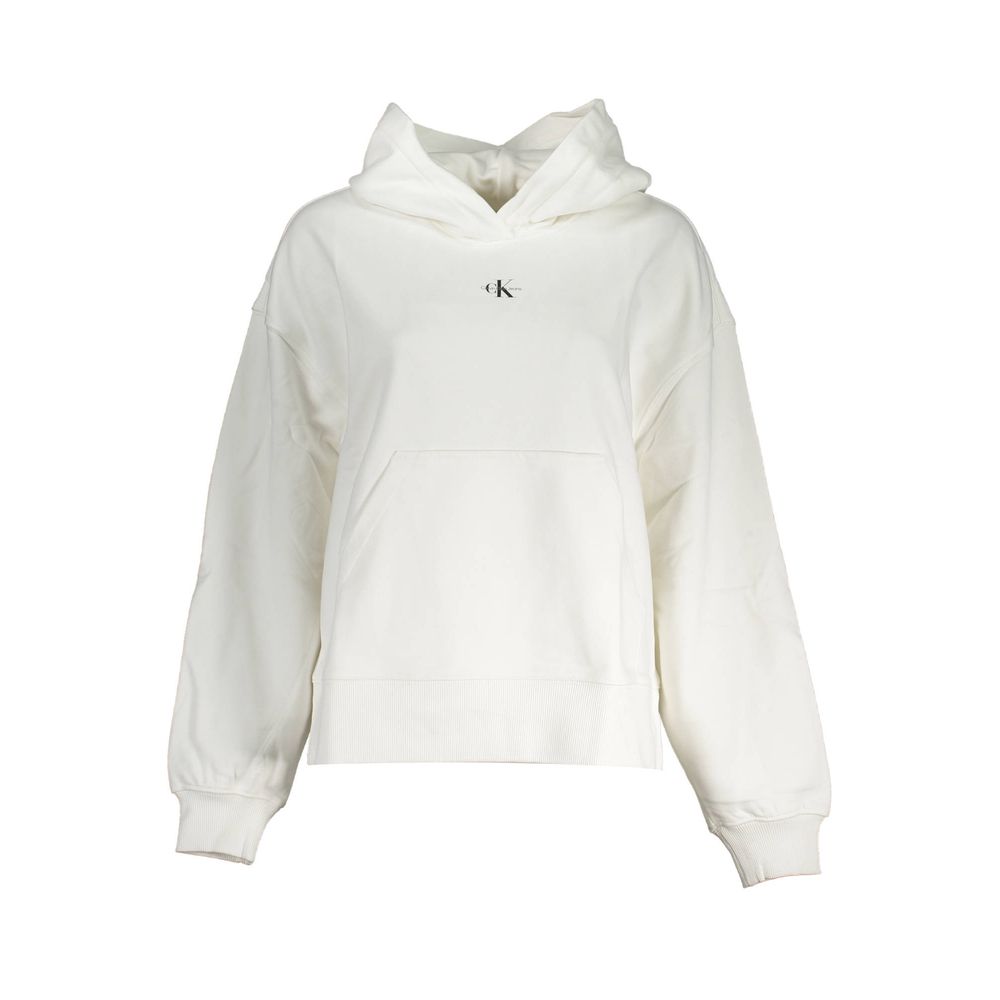 Hooded Sweatshirt Hoodie by Calvin Klein for women in cotton white & print features an avant-garde silhouette, showcasing a sophisticated hooded neckline and detail for a truly avant-garde finish.