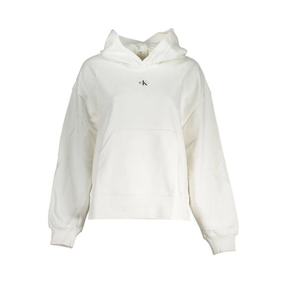 Hooded Sweatshirt Hoodie by Calvin Klein for women in cotton white & print features an avant-garde silhouette, showcasing a sophisticated hooded neckline and detail for a truly avant-garde finish.