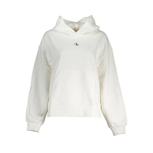 Hooded Sweatshirt Hoodie by Calvin Klein for women in cotton white & print features an avant-garde silhouette, showcasing a sophisticated hooded neckline and detail for a truly avant-garde finish.