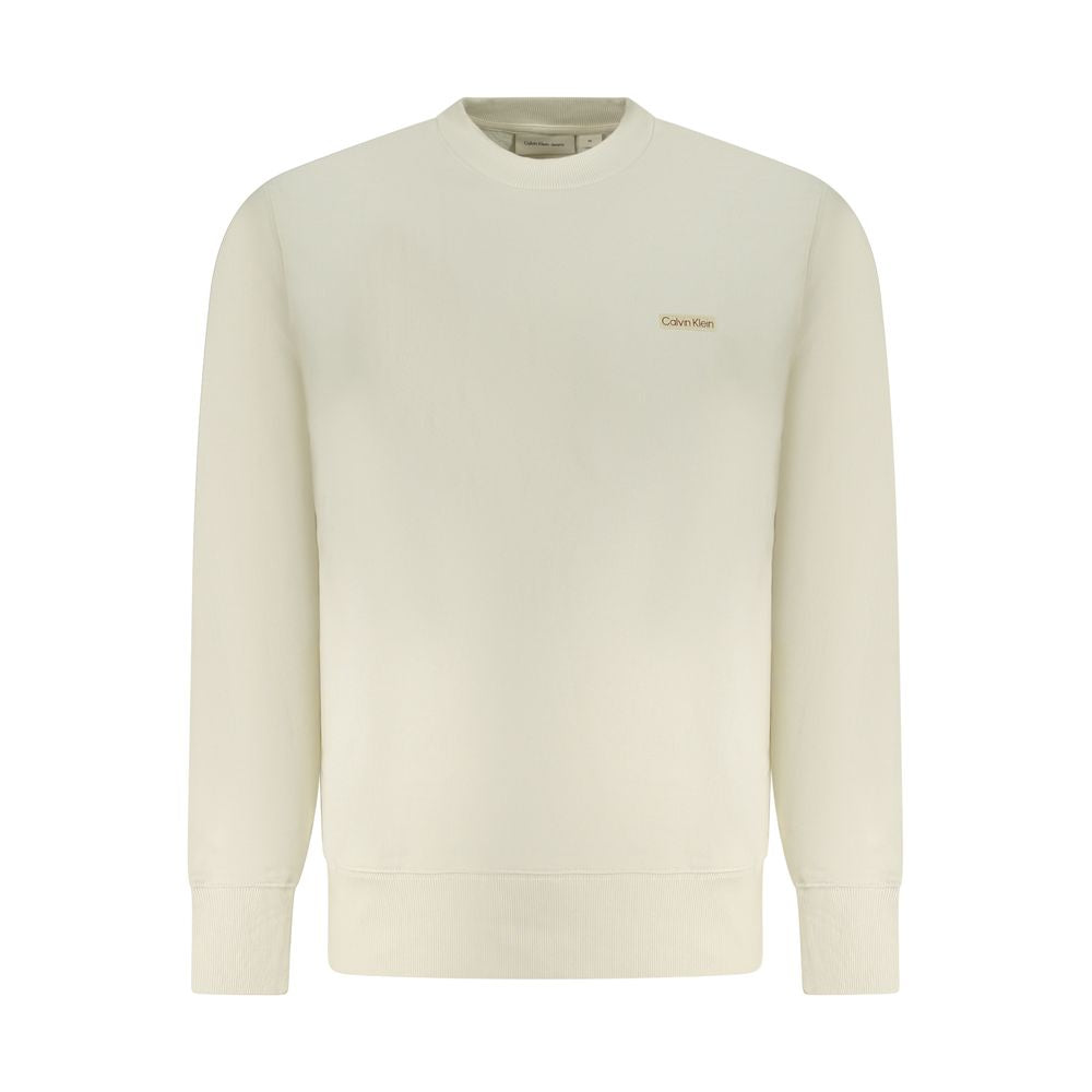 Sweatshirt by Calvin Klein for men in cotton beige features a unrivaled silhouette with a refined crew neckline and unrivaled long-sleeve detailing for a sophisticated look.