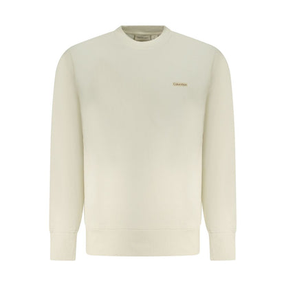 Sweatshirt by Calvin Klein for men in cotton beige features a unrivaled silhouette with a refined crew neckline and unrivaled long-sleeve detailing for a sophisticated look.